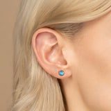 BRAYEG 925 Sterling Silver Turquoise Stud Earrings, Hypoallergenic Turquoise Earrings for Women, Classic Circle Gemstone Earrings for Women Gift