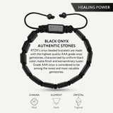 RTZN® Black Onyx Bracelet for Men – Premium Artisan Handcrafted Authentic Matte Black Beads – 9MM Adjustable Mens Beaded Bracelets (Havana)