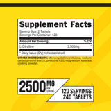 Primaforce L-Citrulline 2500mg, 240 Tablets, 120 Servings