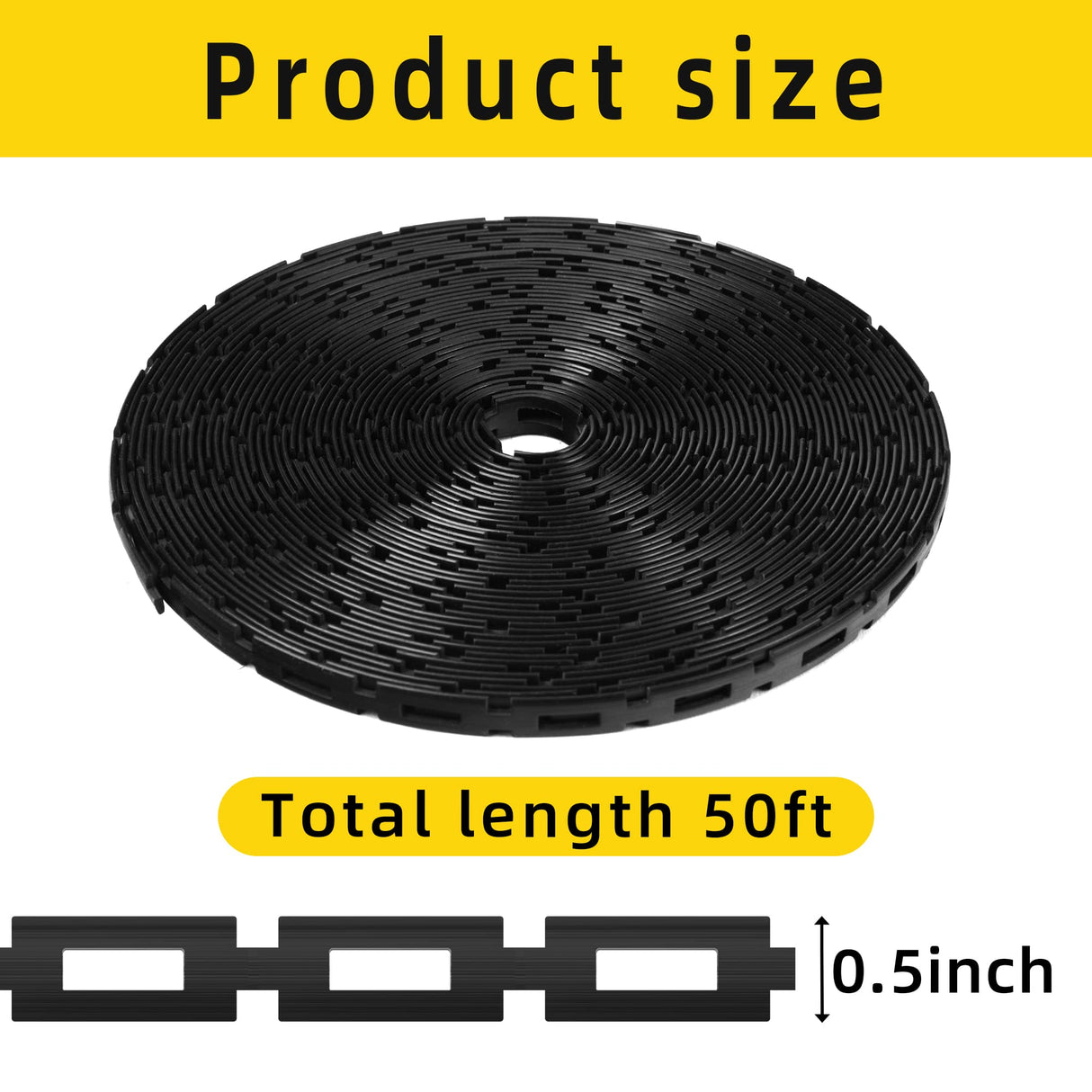 codree 50 FT Plastic Chain Lock Tree Tie, 1/2 Inch Wide Adjustable Tree Support Straps for Staking, Flexible Reusable Cable Plant Trees Ties for Leaning Tree Garden Accessories