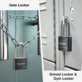 Puroma 4 Pack Keyed Padlock with 6 Keys Alike, 1.1 Inch Locker Lock 40mm Heavy-Duty Locks for Gate Fence Hasp Cabinet Toolbox School Gym Locker (Black)