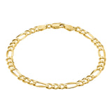 KISPER Gold Figaro Chain Bracelet for Men 5mm Plated 925 Sterling Silver