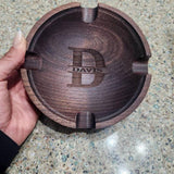 Cigar Ash Trays for Men Dad Home Ashtrays Personalized Walnut Wooden Outdoor Cigar Ash Tray With Name Cigar Accessories for Husband Grandpa Groomsmen Fathers Day Birthday Anniversary Christmas Gifts