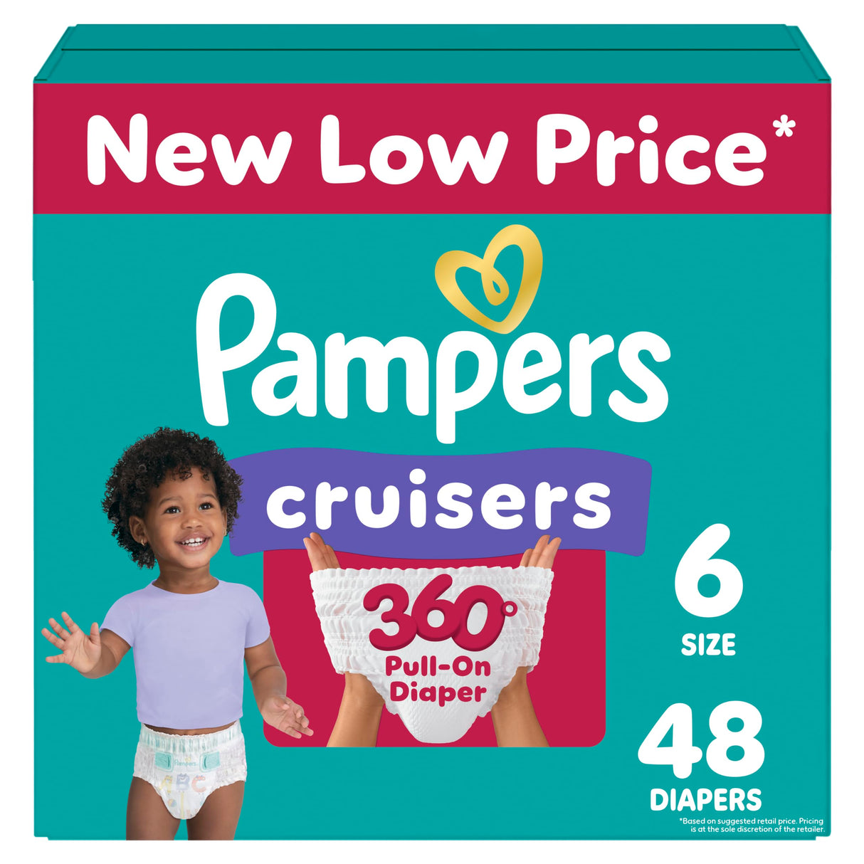 Pampers Diapers - Cruisers 360 - Size 6, 48 Count, Babyproof up to 100% Leakproof Pull-On Diaper