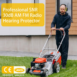 BJKing AM/FM Radio Headphones with Digital Display, 30dB AM FM Hearing Protection Safety Ear Muff, Ear Protection Headphone for Mowing, Landscaping, Shooting and Construction Black-Yellow