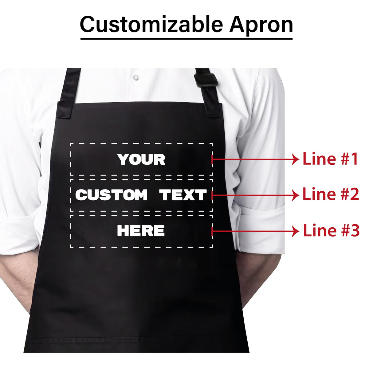 Personalized Apron for Men and Women, Chefs, Custom Name Text, Personalized Baking Gifts for Christmas, Cooking, Waterproof Apron with 2 Pockets, Great for Baking, Grilling, Gardening, Art Projects