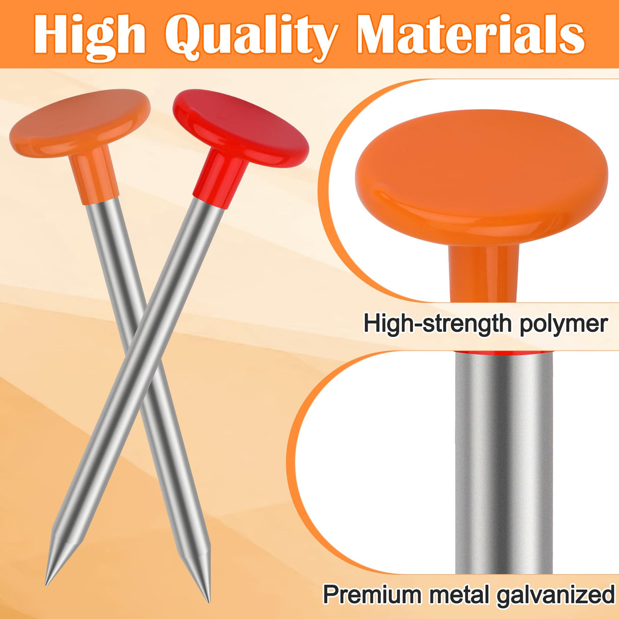 Larbeti 4Pcs Low Profile Survey Stakes, Heavy Duty Survey Marker Stakes