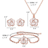 EleQueen 3Pcs Rose Flower White Rose Gold Plated Child Jewelry Set