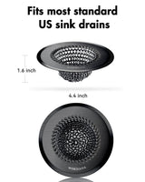 Sink Drain Strainer, Reversible Mesh Sink Strainer with 304 Stainless Steel, Wokdada Revolutionary Anti-Rust Kitchen Sink Drain Strainer for Garbage Disposal Food Catcher (Black)