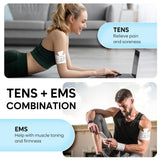 Easy@Home Rechargeable Compact Wireless TENS Unit - 510K Cleared, FSA Eligible Electric EMS Muscle Stimulator Pain Relief Therapy, Portable Pain Management Device EHE015