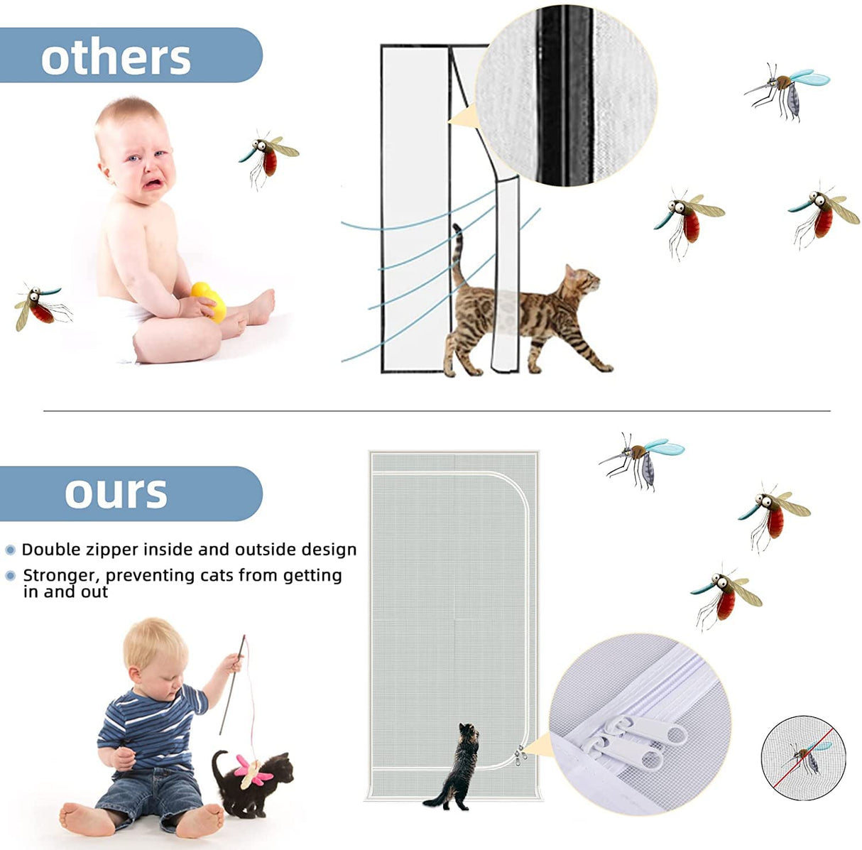 Upgraded Pet Screen Door,Fits Door Opening Size 40''x 95'',Thickened Cat Resistant Mesh Screen Door for Living Room,Kitchen,Bedroom,Cat Introduction Screen with Zipper Closure.