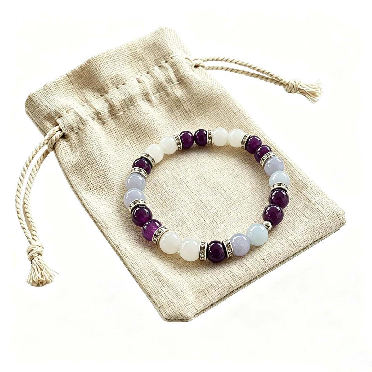 Sereniva Menopause Bracelet for Women - Natural Crystal Elastic Bracelet, Hot Flashes & Anxiety Relief, Calming Balance Bracelet for Menopause's Support, Hormone Balance Jewelry Gift for Her (1)
