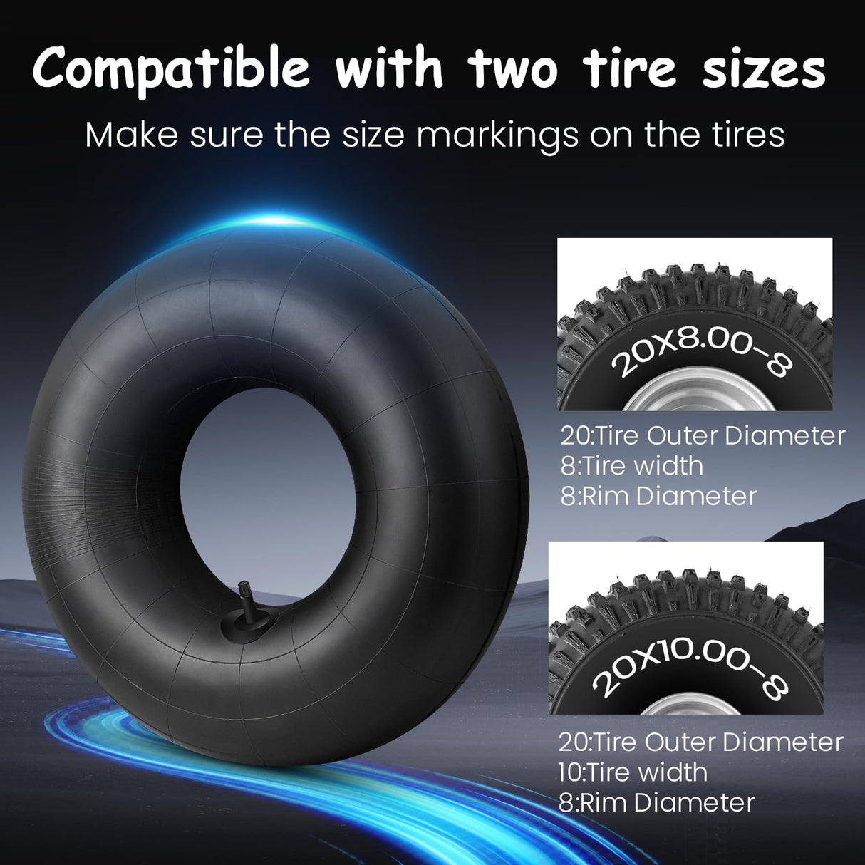 20x8.00-8 Inner Tube,20x8-8,20x10.00-8 Tire Tube,20x10-8 for Lawn Mower,Golf Cart,Garden Tractors,Motorcycles,Lawn Tractor,Wheelbarrow,with TR-4 Straight Valve Stem 4 Pack