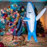 Poptrend Adults Inflatable Halloween Costumes Blow Up Blue Shark Costume for Halloween, Birthday Gift Cos Play Party(Blue Shark)