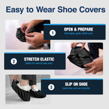 Premium Boot & Shoe Covers Disposable Booties - 100 Pack - Durable, Non-Slip, Non-Toxic, Water Resistant, Recyclable Protectors for Indoor & Outdoor - Large Size Fits Most Shoes