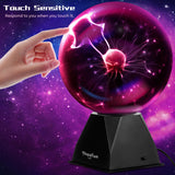 Theefun Plasma Ball: 8 Inch Plasma Globe Touch & Sound Sensitive Ball Lamp Electric Lightning Novelty Light for Parties, Home, Prop, Room Decoration, Christmas Gifts