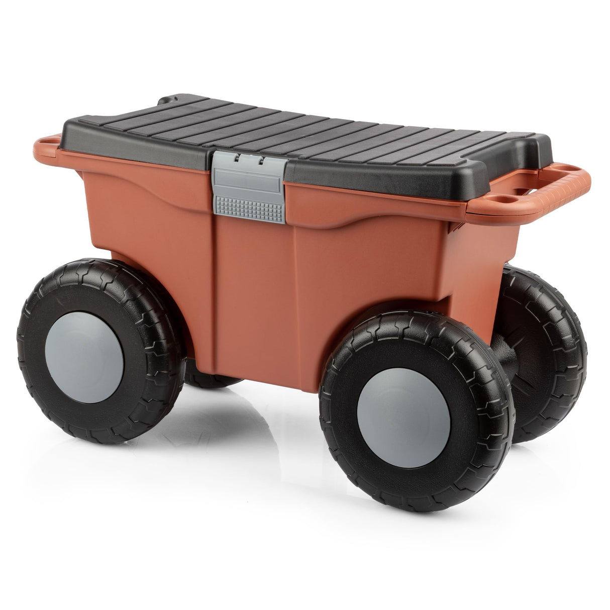 Pure Garden Rolling Garden Cart with Seat, Terracotta
