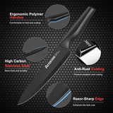 Knife Set, Astercook 21 Pieces Knife Sets for Kitchen with Block, Dishwasher Safe Kitchen Knife Set with Built-in Sharpener, German Stainless Steel Black Knife Block Set, Fathers Day Gift for Men