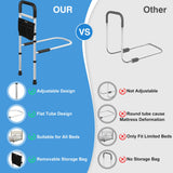 Bed Rails for Elderly Adults Safety, Adjustable Bed Assist Rails for Seniors, Bed Side Rails with Support Legs and Storage Pocket, Portable Bed Cane Fit King, Queen, Full, Twin Bed, Black