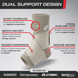 Sleeve Stars Ankle Brace for Women & Men, Ankle Wrap for Sprained Ankle, Compression Sleeve for Plantar Fasciitis Relief, Easy Customizable Support: w/Removable Strap (Single/L:12"-13"/Beige)