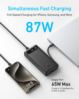 Anker Power Bank, 20,000mAh Travel Essential, Built-in USB-C Cable(Black)
