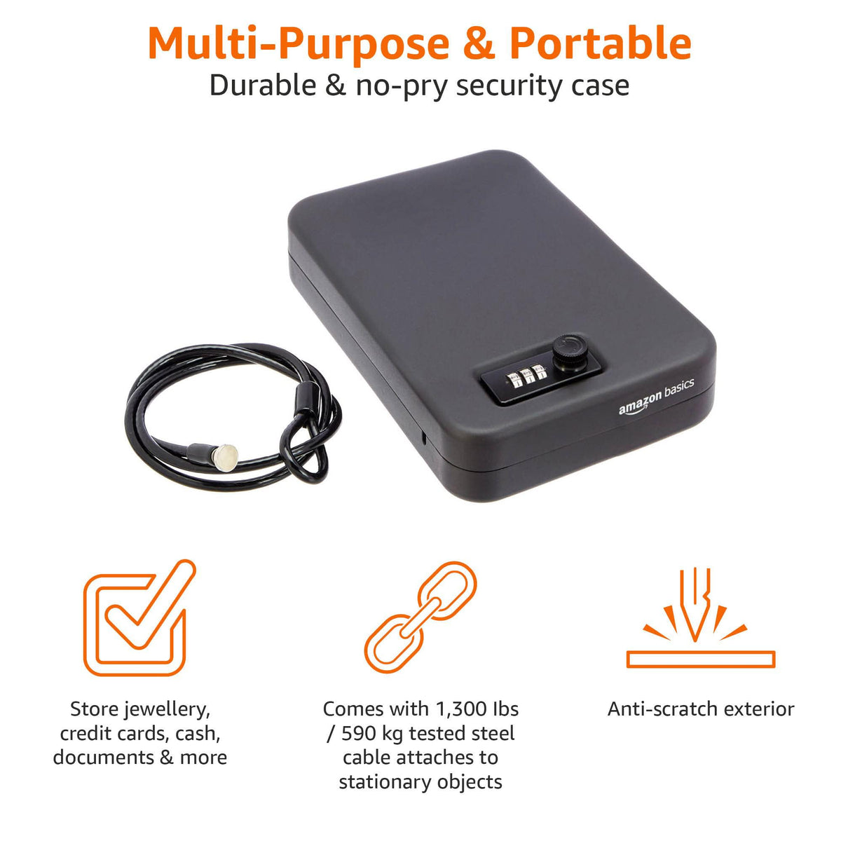 Security Case Locks Amazon Basics Portable Security Case Lock Box Safe with Combination Lo ...