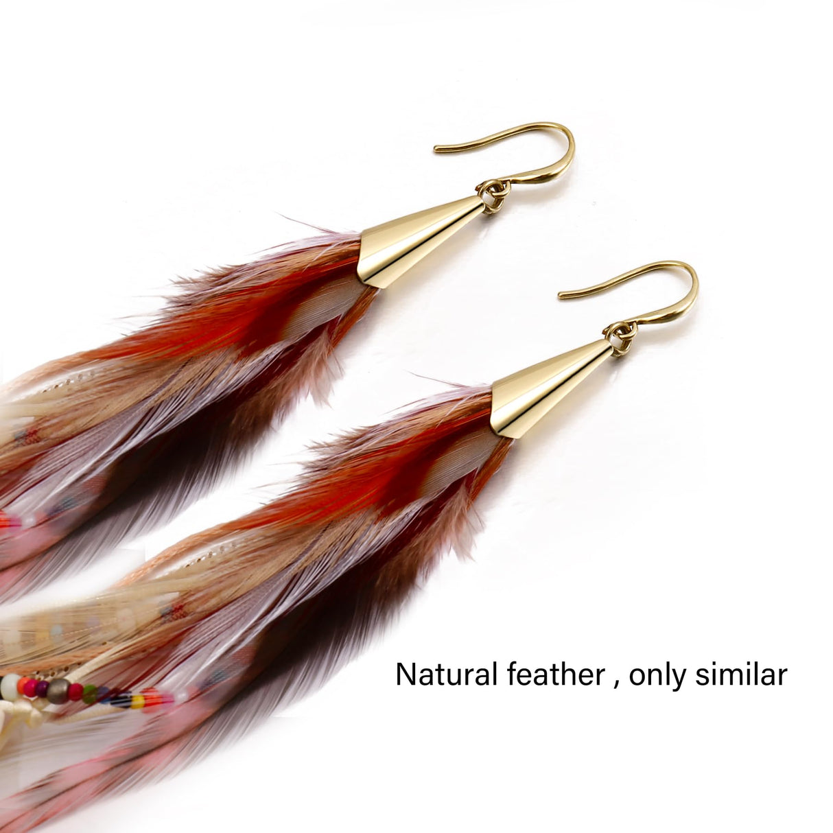 Bohemian Feather Dangle Earrings for Women with Shell Beads Long Tassel Design Drop Earrings (Style-Boho)