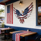 24" Large American Flag Bald Eagle Metal Wall Art, Patriotic Wall Decor