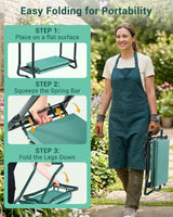 Ohuhu Garden Kneeler and Seat Heavy Duty, Upgraded Gardening Stool with Thicker Wider EVA Foam Kneeling Pad Foldable Garden Bench with 2 Large Tools Pouches, Gardening Gifts for Women Mom Men Seniors