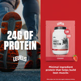 Levels Grass Fed Whey Protein Powder, No Artificials, 24G of Protein, Strawberry, 12 Count