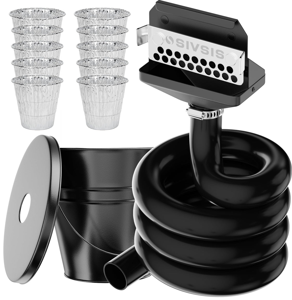 Magnetic Rear Grease Drainage Funnel for Blackstone, Griddle Grease Catcher for Blackstone, 0.6 Gal Bucket W/Lid, 10 Aluminum Drip Liners, 304 Stainless Movable Grease Gate, Blackstone Accessory