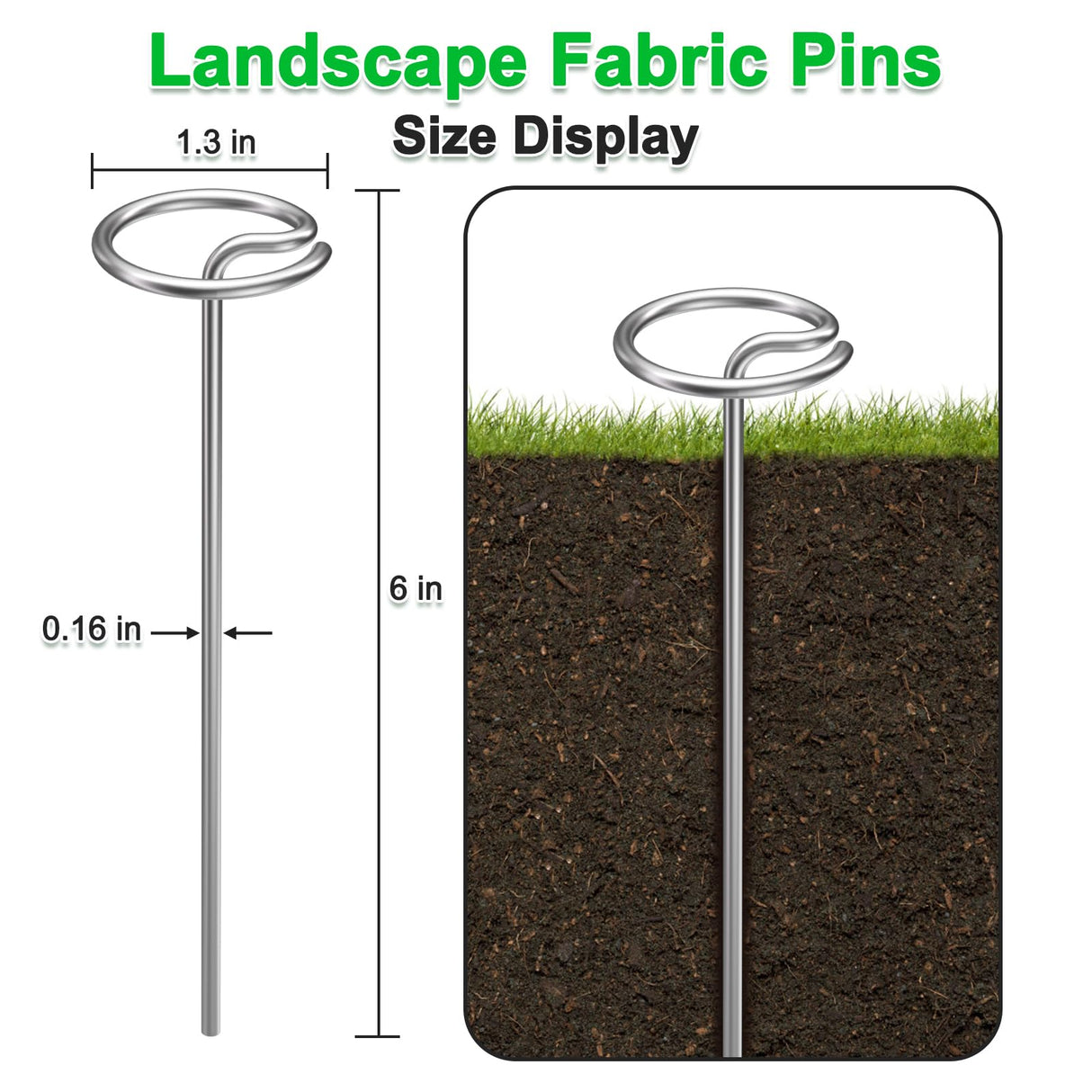 120 Pack 6 Inch 8 Gauge Landscape Staples – G-Shaped Heavy Duty Garden Stakes, 4.0mm Galvanized Ground Anchors, Sharp Beveled Tip for Weed Barrier Fabric, Erosion Control, Artificial Grass & Hard Soil