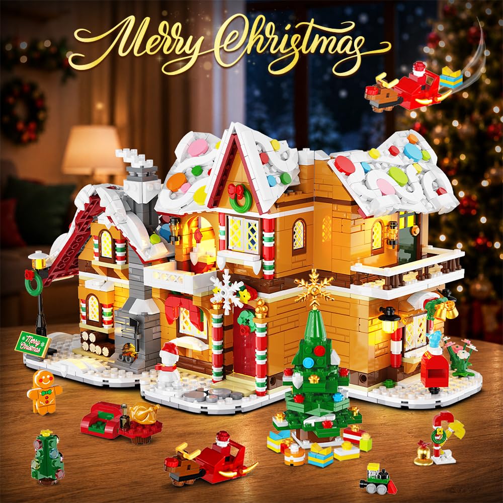 3-in-1 Advent Calendar 2026 Gingerbread House Mini Building Set with Lights