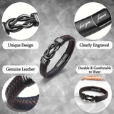 WIKHIA Gifts for Grandson from Grandpa Grandma, Cool Infinity Leather Bracelet Grandson Christmas Birthday Present Ideas for Men