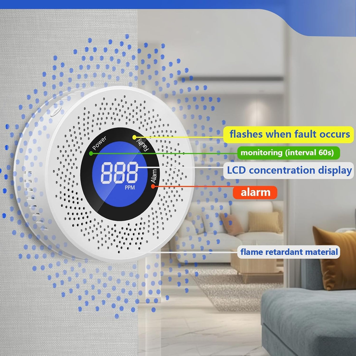 Carbon Monoxide Detectors, Travel Carbon Monoxide Detector Battery，Replaceable Battery Operated CO Detector Alarm with Digital Display for Warehouse, Kitchen, Restaurant,Hotel, Garage, 3 Packs