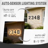 ISUNMEA 6.7 Inch Solar Lighted House Numbers for Outside, Light Up Waterproof LED Address Signs for Houses, Backlit Illuminated Exterior Modern House Numbers Light (0-Black, 6.7IN)