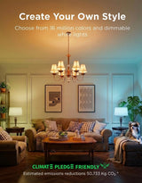 Govee E12 Led Bulb, Smart Light Bulbs for Chandelier/Living Room, Color Changing Candelabra Bulbs Work with Matter, Alexa, Google Assistant, 40 Watt Equivalent, 450 LM, 80 CRI, 2.4Ghz Only, 4 Pack