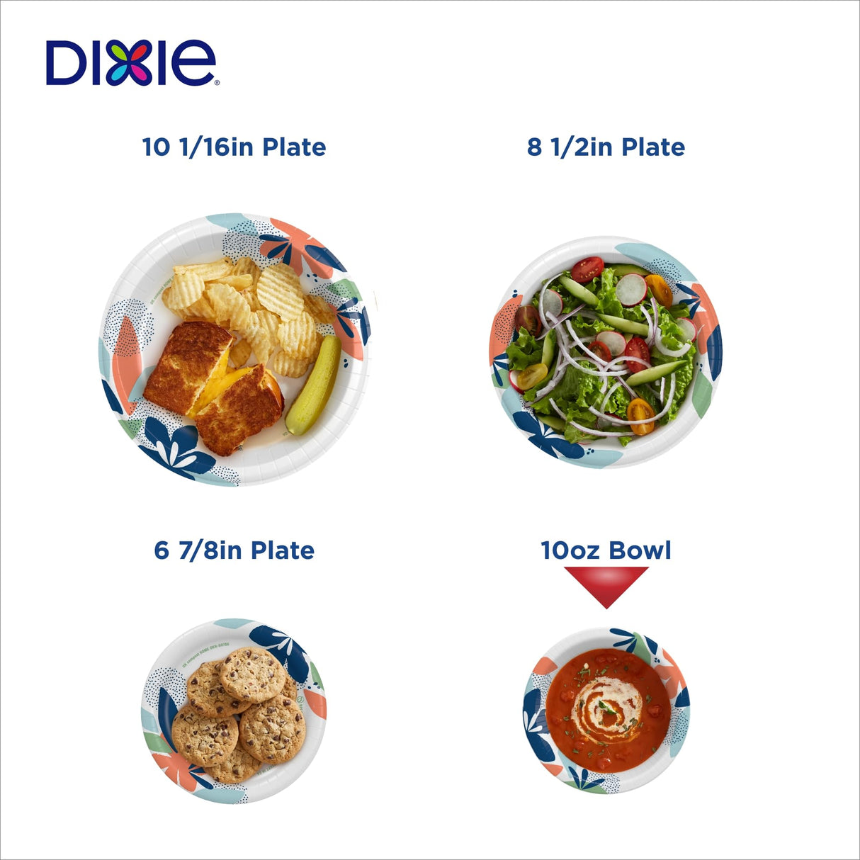 Dixie Small Paper Bowls, 10 Oz, 36 Count (Pack of 8), Microwave-Safe, Soak-Proof, Disposable Bowls Great For Snacks, Dessert, And Light Lunch Meals