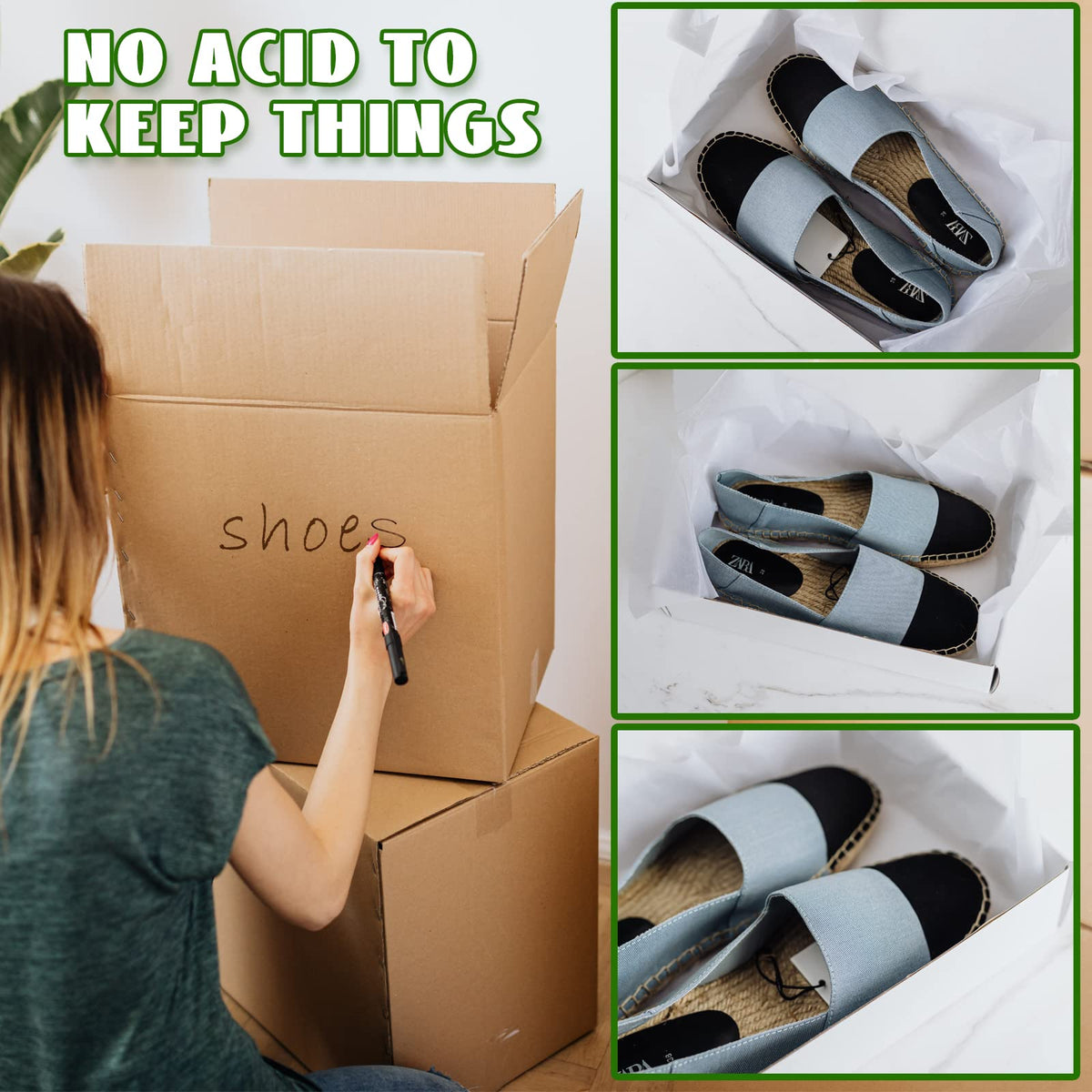 RYKOMO 100 Sheets 24 x 36 Inch Acid Free Archival Tissue Paper Unbuffered No Acid Paper White Packing Tissue Papers for Preserving Clothing Storage Festival Mother's Day Arts Craft Decoration
