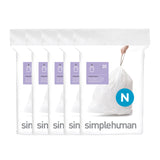 simplehuman Code N 100 Count, Dispenser Pack Custom Fit Liners, Drawstring Trash Bags, 45-50 Liter / 11.9-13.2 Gallon, White
