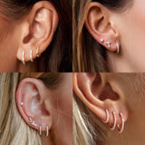 ChicSilver Silver Mini Huggie Hoop Earrings 925 Sterling Silver Earrings Cubic Zirconia Hoop Earrings for Women Cartilage Earrings Hypoallergenic 8MM