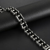 Feraco Mens Bikers Bracelet Stainless Steel Motorcycle Bike Chain Bracelets 8.4 Inch, Black&Silver