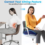 CushyOasis Seat Cushion, Chair Cushions, Office Chair Cushions, Anti-Slip Bottom & Removable Cover Tailbone Pain Relief Cushion, Memory Foam Seat Cushion for Office, Wheelchair, Car (Blue)