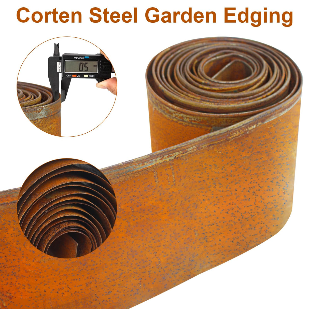 Meyoppm 32.8ft Cor-Ten Steel Landscape Edging, 5.5" H Garden Edging Border