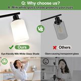 MOKATNG 4-Light Bathroom Light Fixtures, Vanity Light with Milky White Shades, Matte Black Bathroom Light Fixtures Over Mirror, Modern Bathroom Wall Lamp for Mirror Living Room Cabinet Bedroom