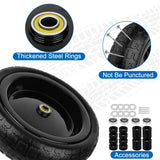 phepetroll 13 Inch Flat Free Wheels Tires 4.00-6 Solid Replacement with Universal 5/8" Axle Bore Hole, 8 Spacers and 4 Pins, for Wheelbarrow, Garden Wagon, Hand Truck, Trolley, Lawn Mower, 2 Pack