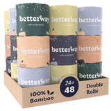Betterway Bamboo Toilet Paper 3 Ply - Sustainable Toilet Tissue - 24 Long-Lasting Rolls & 360 Sheets Per Roll - Septic Safe - Organic, Plastic & PFAS Free - FSC Certified