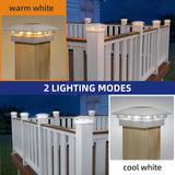 APONUO 6 Pack Solar Post Cap Lights, 2 Modes(Warm/Cool Light) Outdoor Waterproof Fence Post Solar Lights, Solar Powered Garden, Patio, Deck Decor for 4x4, 5x5, 5.5x5.5 Wood & Vinyl Posts, White