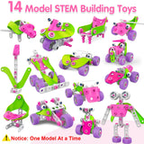 STEM Toys for 4 5 6 7 8+ Year Old Girl Birthday Gifts Pink Educational Building Toys for Kids Ages 4-8 5-7 8-10 Stem Activities Construction Toy for Girls 4-6 6-8 Creative Games Christmas Idea Gift