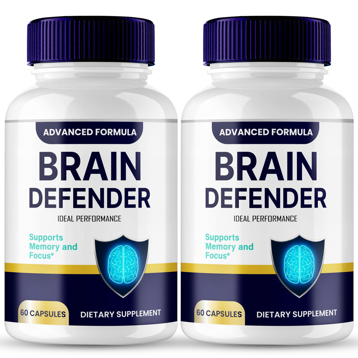 Brain Defender Supplement, Brain Defender Brain and Memory Support Pills, BrainDefender Capsules, Advanced Nootropic Pills for Brain Health Support, All Natural Cognitive Health Reviews (2 Pack)
